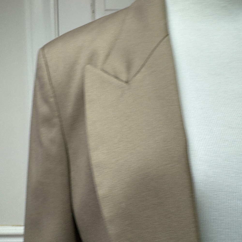 ZARA Cropped Lapel Blazer Taupe Brown Tailored Blazer Open Front Womens Academia - Picture 2 of 16